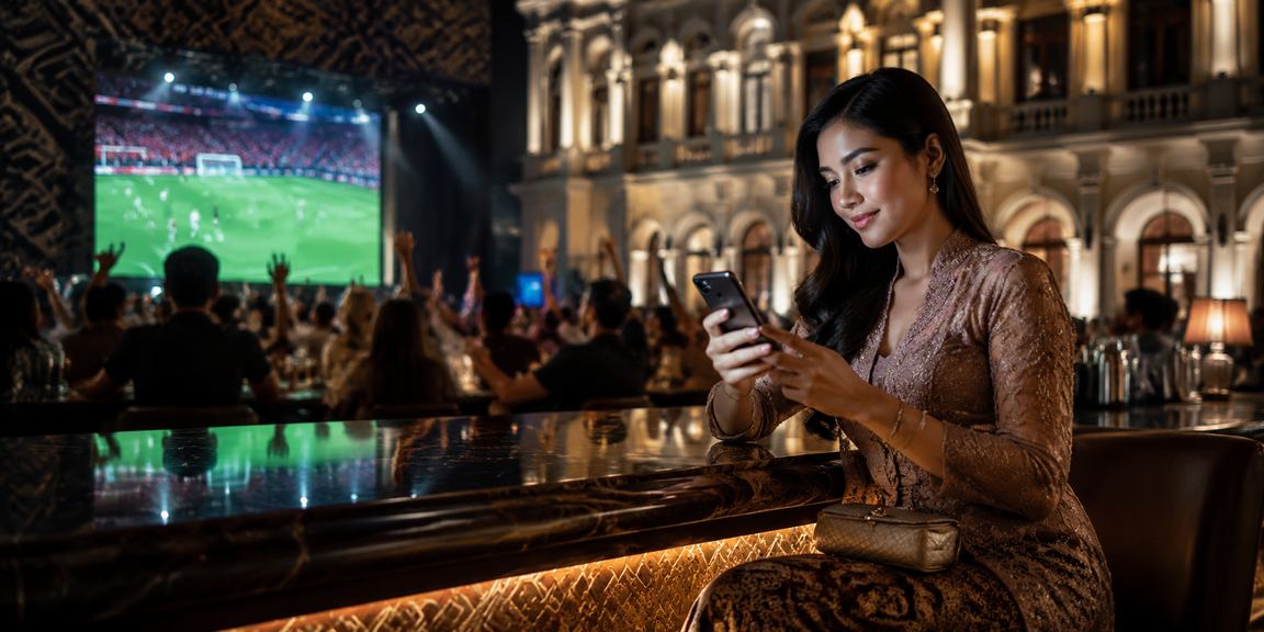 Model Vietnam menggunakan ponsel untuk bermain casino online